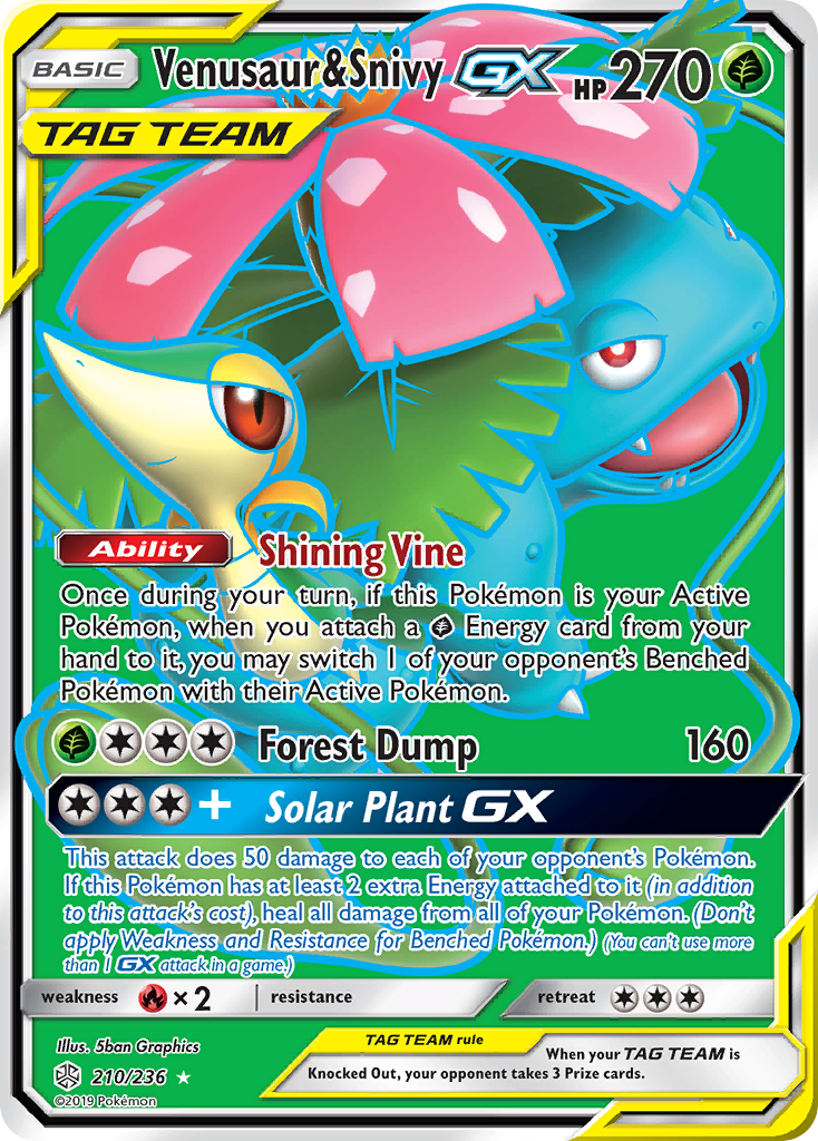 Venusaur & Snivy GX (210/236) [Sun & Moon: Cosmic Eclipse] | Black Swamp Games