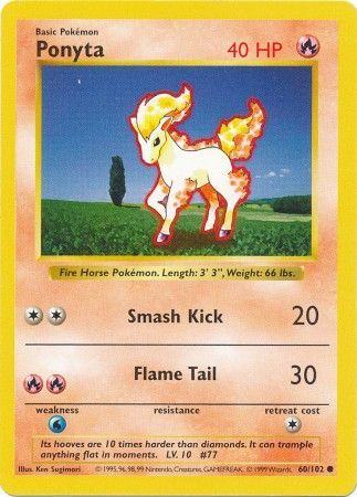 Ponyta (60/102) [Base Set Shadowless Unlimited] | Black Swamp Games