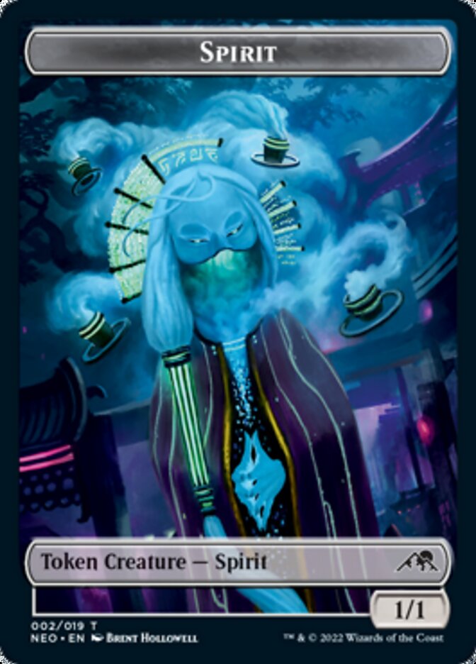 Spirit (002) // Tezzeret, Betrayer of Flesh Emblem Double-sided Token [Kamigawa: Neon Dynasty Tokens] | Black Swamp Games