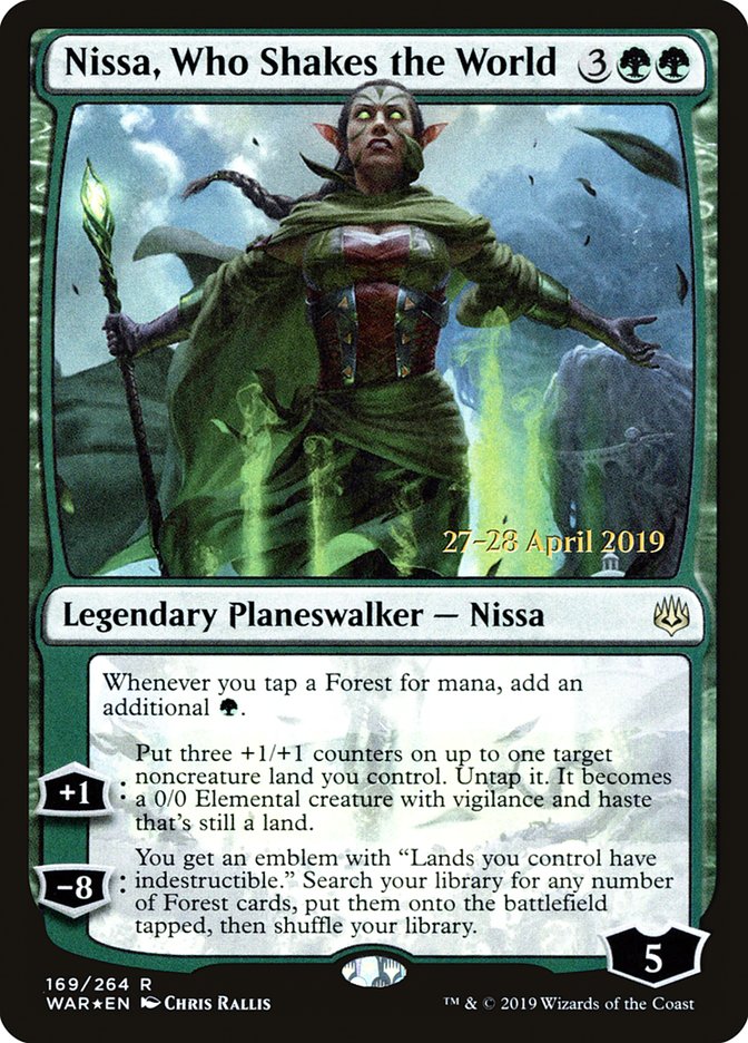 Nissa, Who Shakes the World  [War of the Spark Prerelease Promos] | Black Swamp Games
