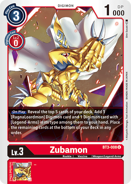 Zubamon [BT3-008] [Release Special Booster Ver.1.5] | Black Swamp Games