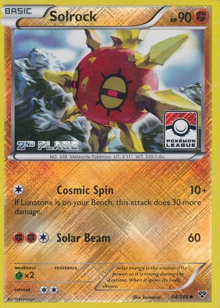 Solrock (64/146) (2nd Place League Challenge Promo) [XY: Base Set] | Black Swamp Games