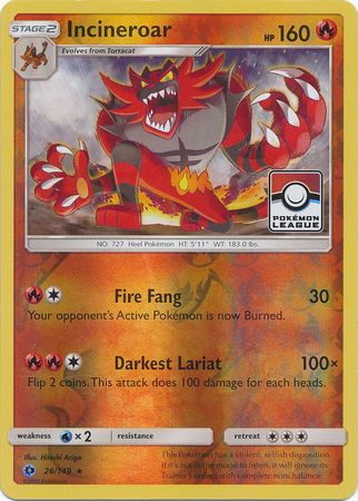 Incineroar (26/149) (League Promo) [Sun & Moon: Base Set] | Black Swamp Games