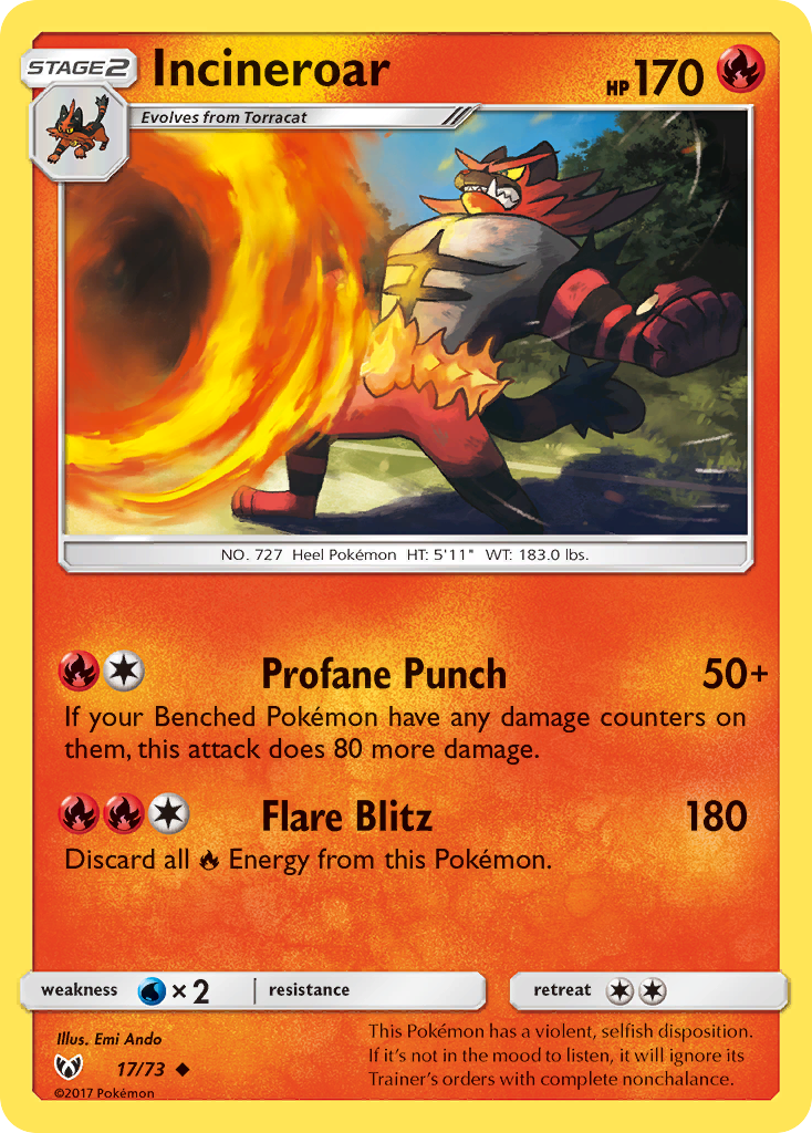 Incineroar (17/73) [Sun & Moon: Shining Legends] | Black Swamp Games