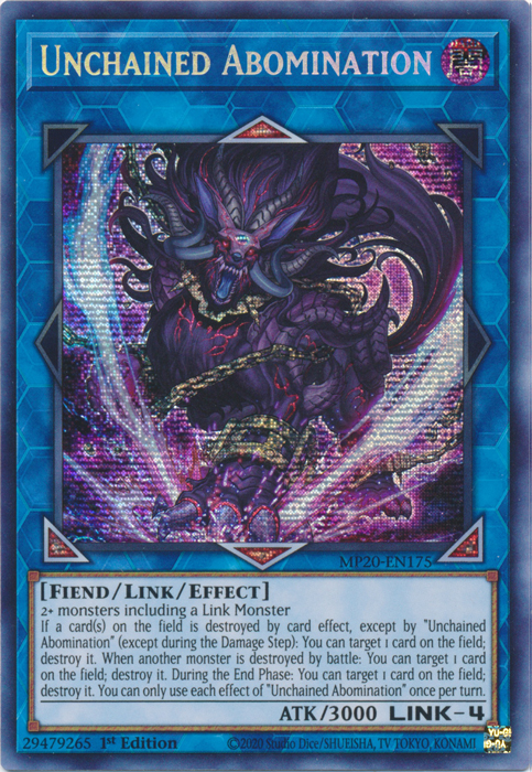 Unchained Abomination [MP20-EN175] Prismatic Secret Rare | Black Swamp Games