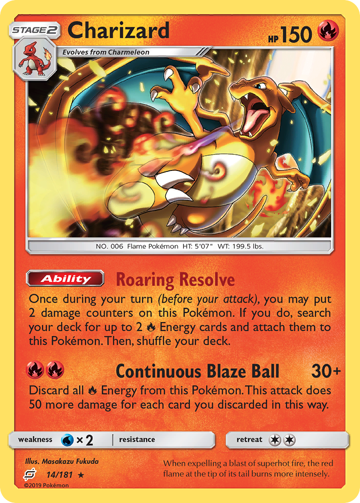 Charizard (14/181) (Cosmos Holo) [Sun & Moon: Team Up] | Black Swamp Games