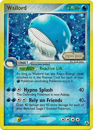 Wailord (14/92) (Stamped) [EX: Legend Maker] | Black Swamp Games