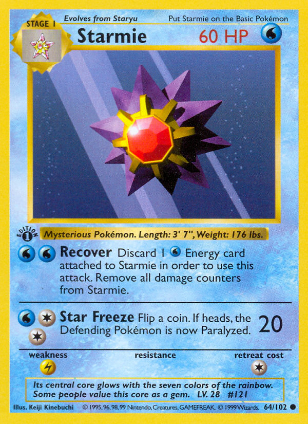 Starmie (64/102) (Shadowless) [Base Set 1st Edition] | Black Swamp Games