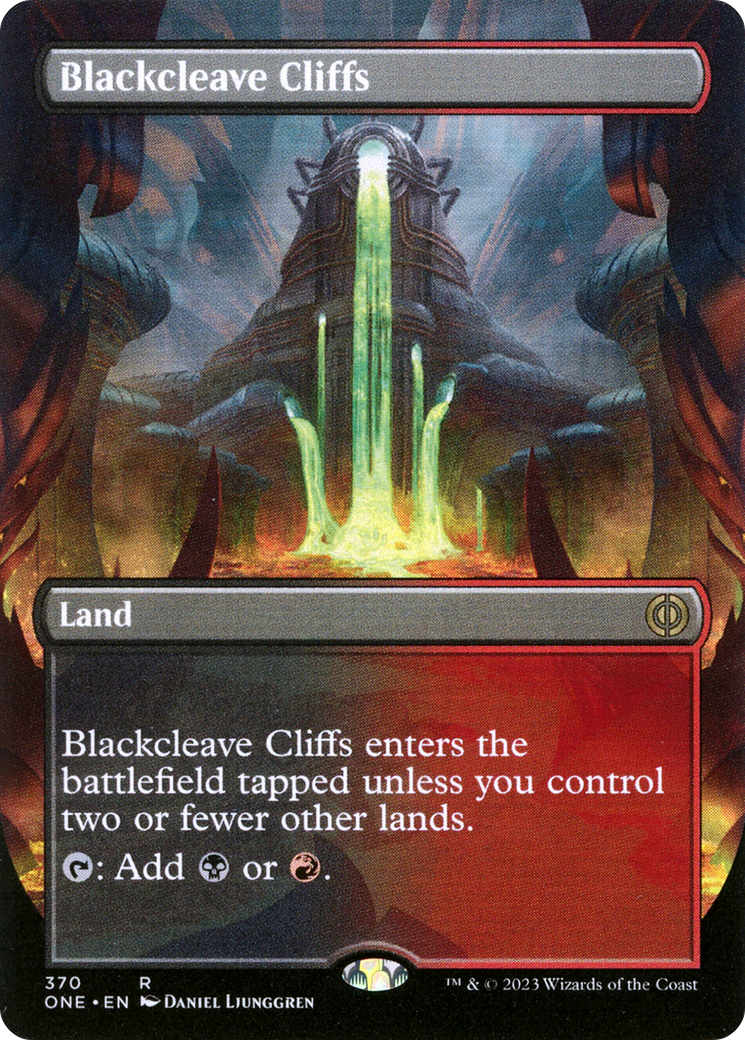 Blackcleave Cliffs (Borderless Alternate Art) [Phyrexia: All Will Be One] | Black Swamp Games