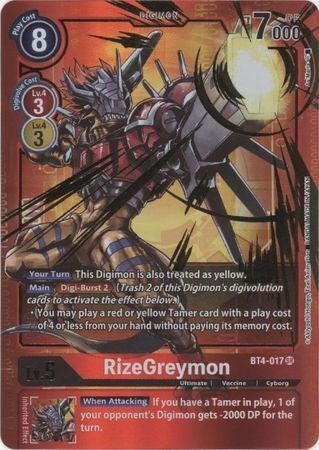 RizeGreymon [BT4-017] (Alternate Art - Red Border) [Great Legend Promos] | Black Swamp Games