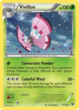 Vivillon (17/146) (Meadow Form/Pink Wings) (Cosmos Holo) [XY: Base Set] | Black Swamp Games