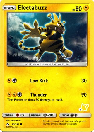 Electabuzz (43/156) (Pikachu Stamp #6) [Battle Academy 2020] | Black Swamp Games