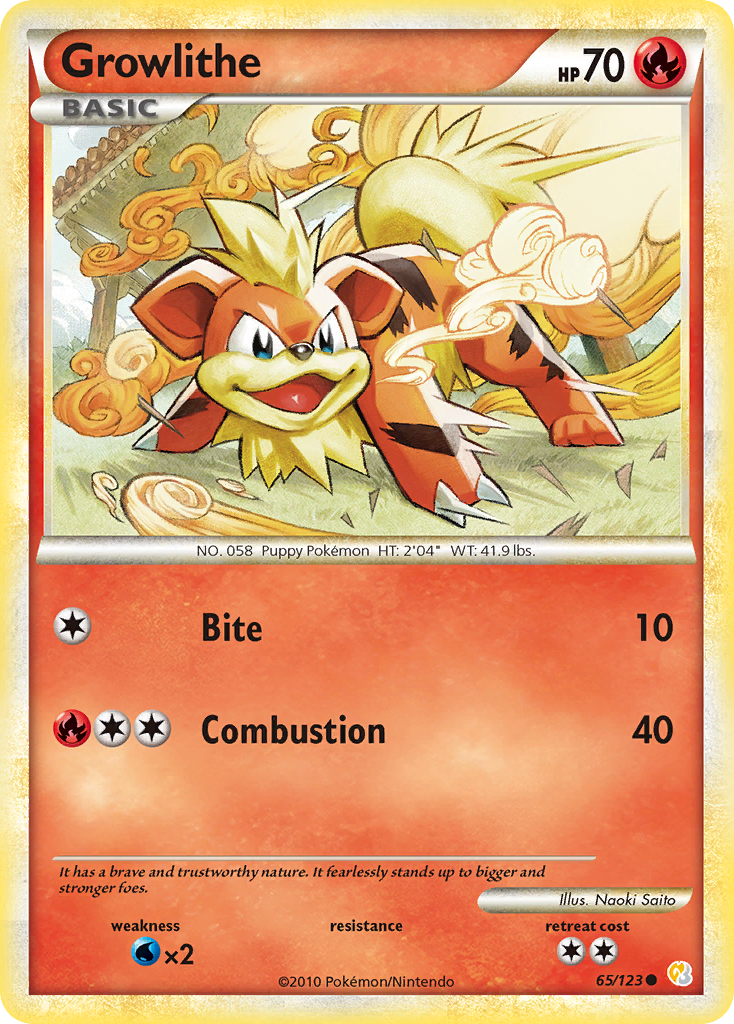 Growlithe (65/123) [HeartGold & SoulSilver: Base Set] | Black Swamp Games