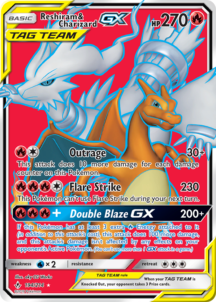 Reshiram & Charizard GX (194/214) [Sun & Moon: Unbroken Bonds] | Black Swamp Games