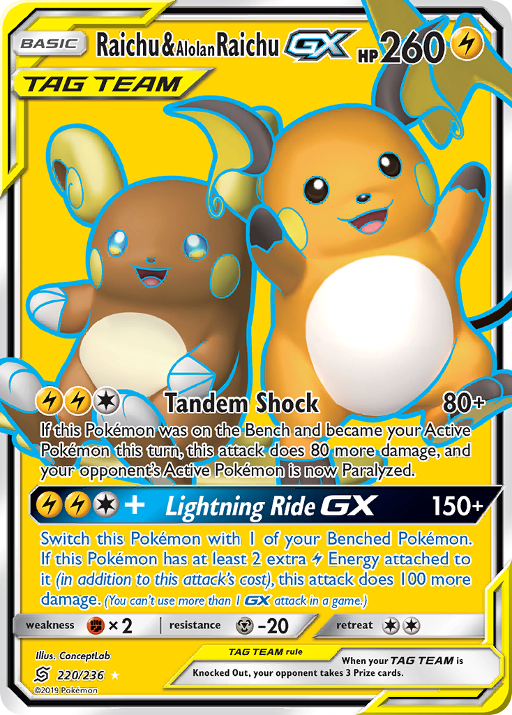 Raichu & Alolan Raichu GX (220/236) [Sun & Moon: Unified Minds] | Black Swamp Games