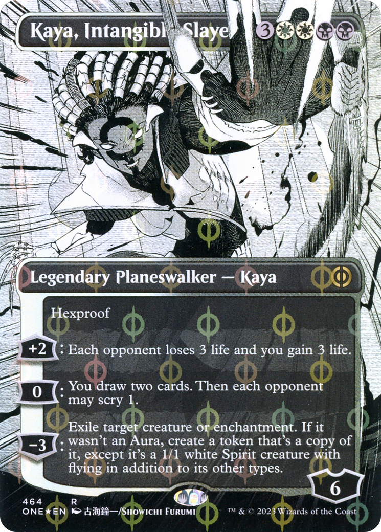 Kaya, Intangible Slayer (Borderless Manga Step-and-Compleat Foil) [Phyrexia: All Will Be One] | Black Swamp Games