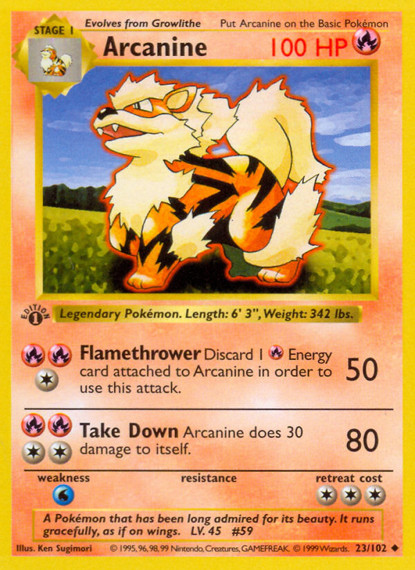 Arcanine (23/102) (Shadowless) [Base Set 1st Edition] | Black Swamp Games