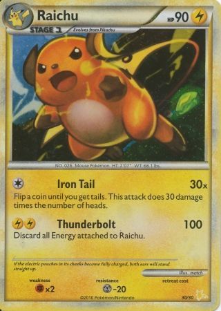 Raichu (30/30) [HeartGold & SoulSilver: Trainer Kit - Raichu] | Black Swamp Games