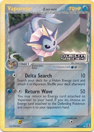 Vaporeon (18/113) (Delta Species) (Stamped) [EX: Delta Species] | Black Swamp Games