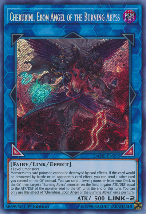 Cherubini, Ebon Angel of the Burning Abyss [DANE-EN095] Secret Rare | Black Swamp Games