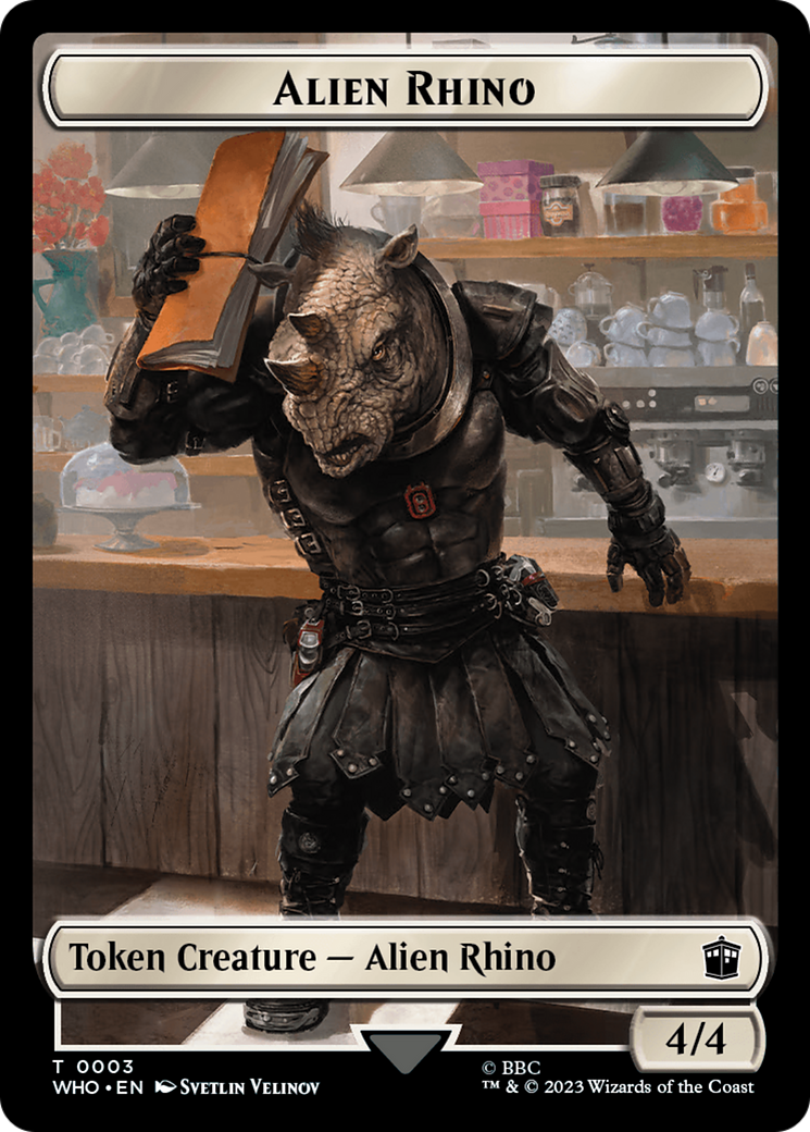 Alien Rhino // Clue (0021) Double-Sided Token [Doctor Who Tokens] | Black Swamp Games