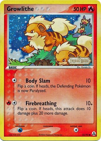 Growlithe (55/92) (Stamped) [EX: Legend Maker] | Black Swamp Games