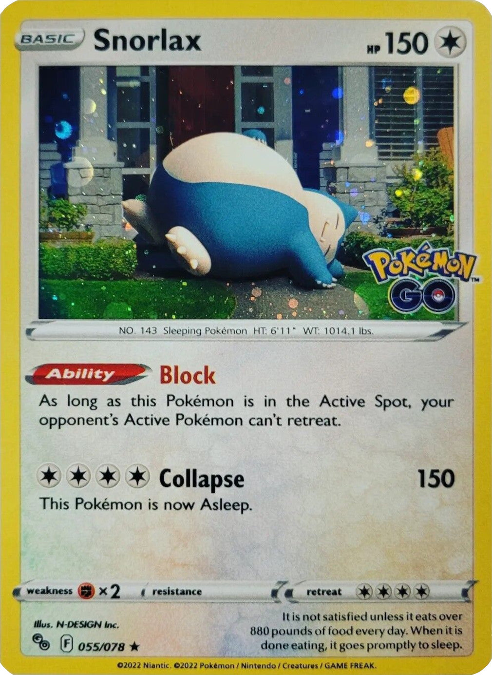 Snorlax (055/078) (Cosmos Holo) [Pokémon GO] | Black Swamp Games