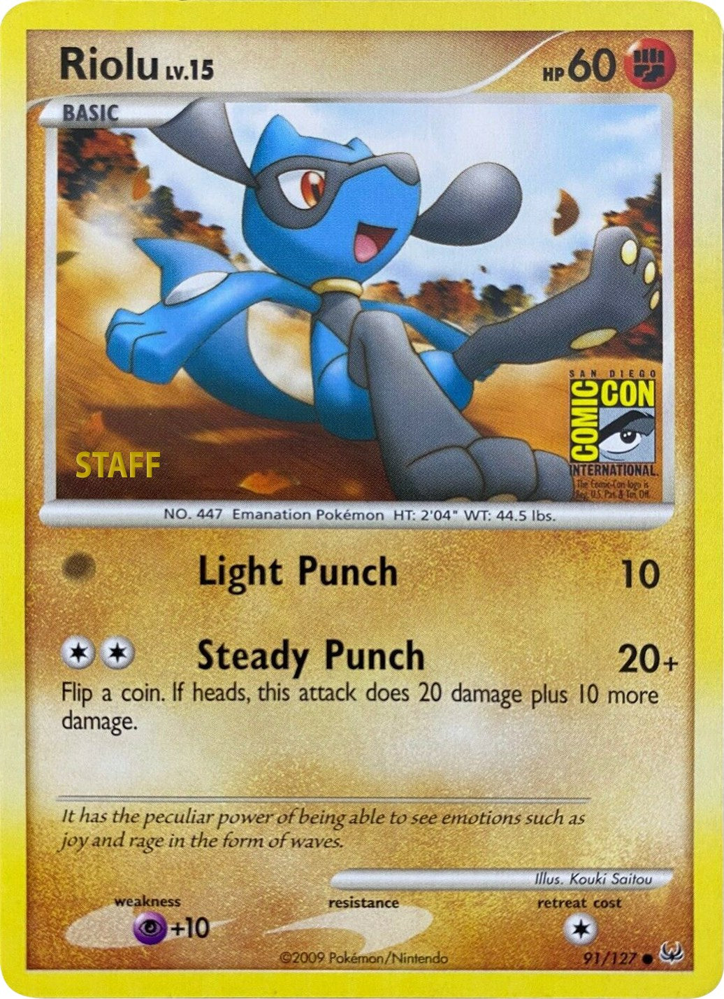 Riolu (91/127) (SDCC 2009) (Staff) [Platinum: Base Set] | Black Swamp Games