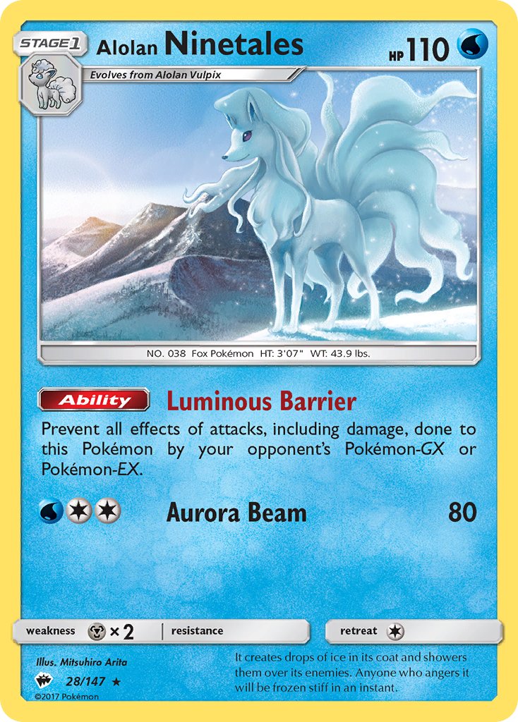 Alolan Ninetales (28/147) (Cracked Ice Holo) (Theme Deck Exclusive) [Sun & Moon: Burning Shadows] | Black Swamp Games