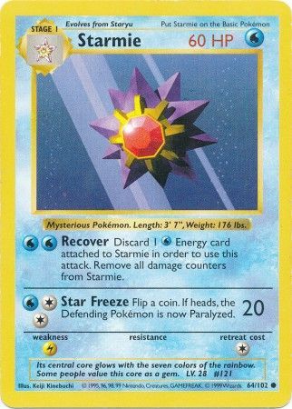 Starmie (64/102) [Base Set Shadowless Unlimited] | Black Swamp Games