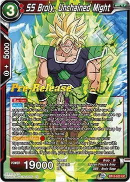 SS Broly, Unchained Might (BT13-025) [Supreme Rivalry Prerelease Promos] | Black Swamp Games