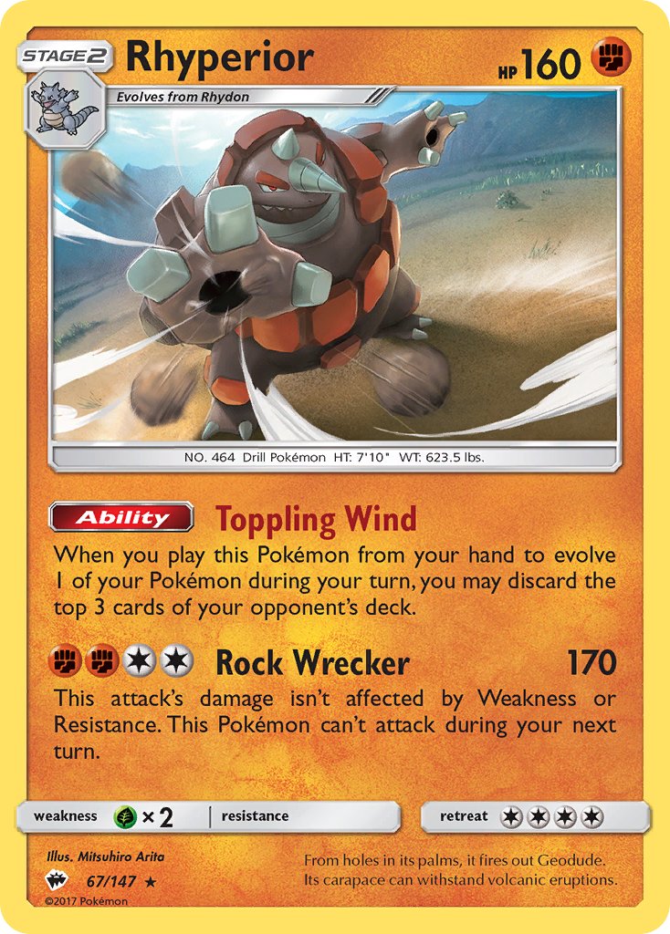 Rhyperior (67/147) (Theme Deck Exclusive) [Sun & Moon: Burning Shadows] | Black Swamp Games