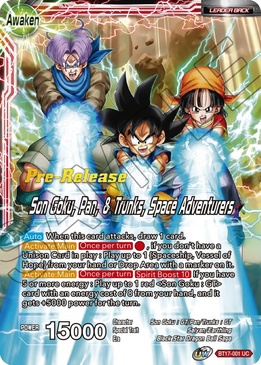 Son Goku // Son Goku, Pan, and Trunks, Space Adventurers (BT17-001) [Ultimate Squad Prerelease Promos] | Black Swamp Games
