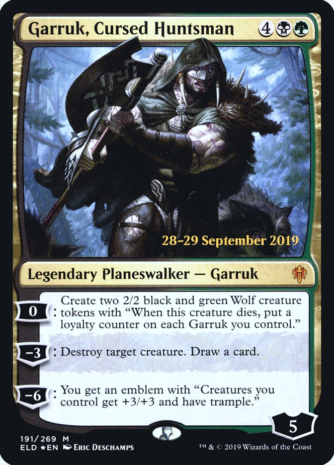 Garruk, Cursed Huntsman  [Throne of Eldraine Prerelease Promos] | Black Swamp Games