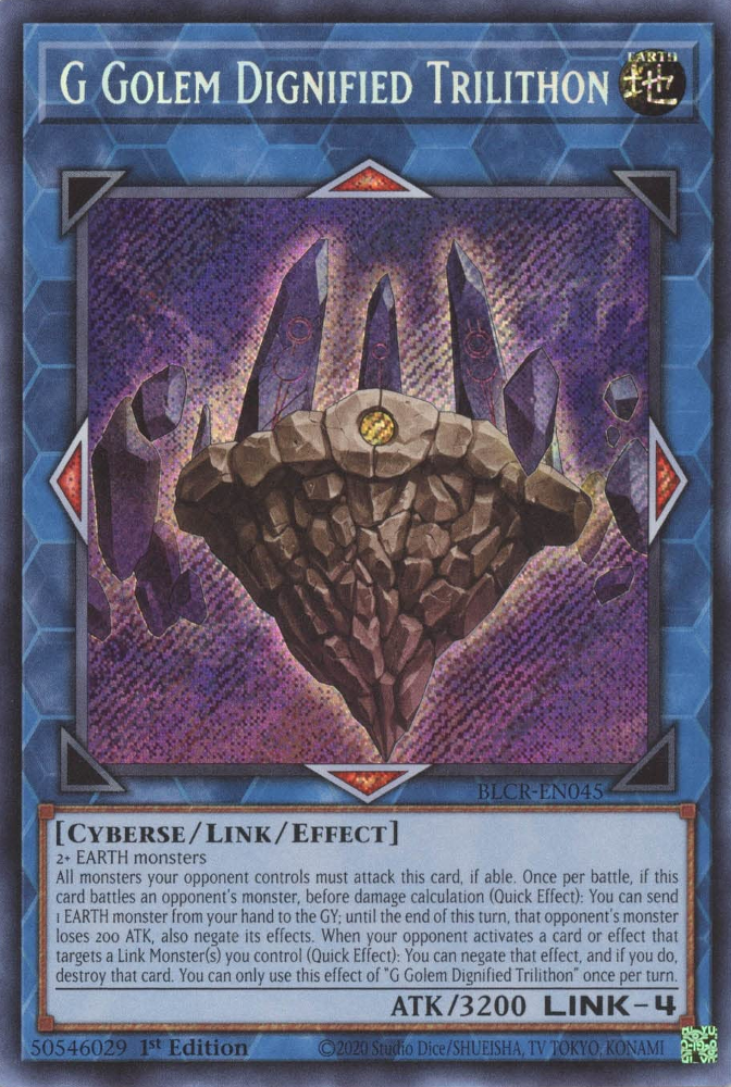 G Golem Dignified Trilithon [BLCR-EN045] Secret Rare | Black Swamp Games