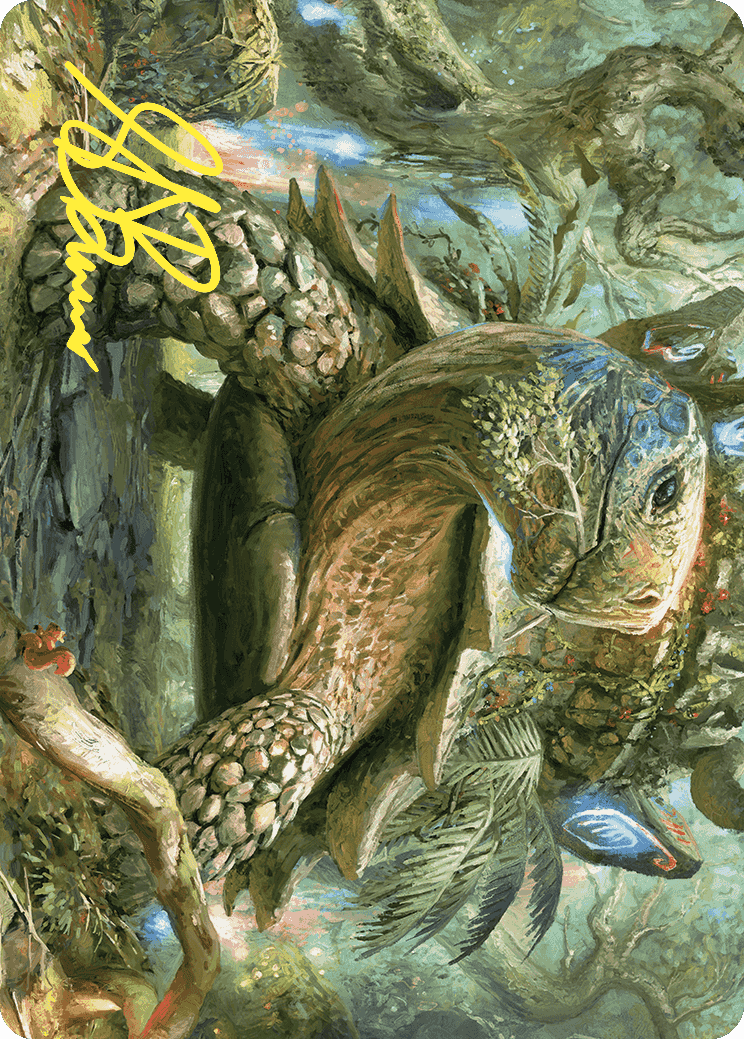 Blossoming Tortoise Art Card (Gold-Stamped Signature) [Wilds of Eldraine Art Series] | Black Swamp Games