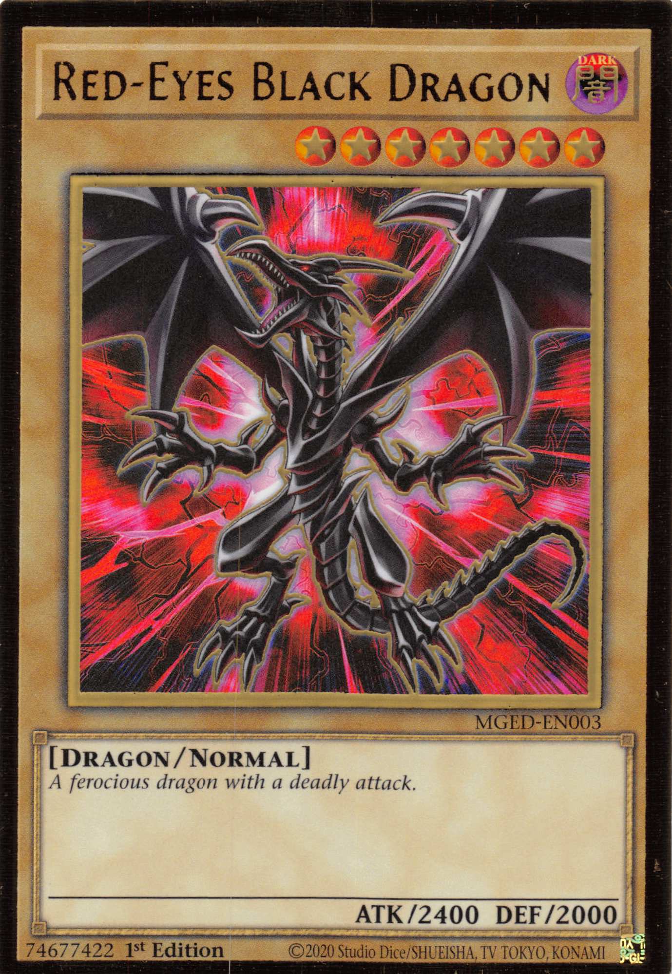 Red-Eyes Black Dragon (Alternate Art) [MGED-EN003] Gold Rare | Black Swamp Games