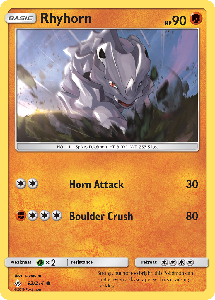 Rhyhorn (93/214) [Sun & Moon: Unbroken Bonds] | Black Swamp Games