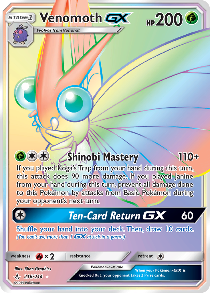 Venomoth GX (216/214) [Sun & Moon: Unbroken Bonds] | Black Swamp Games