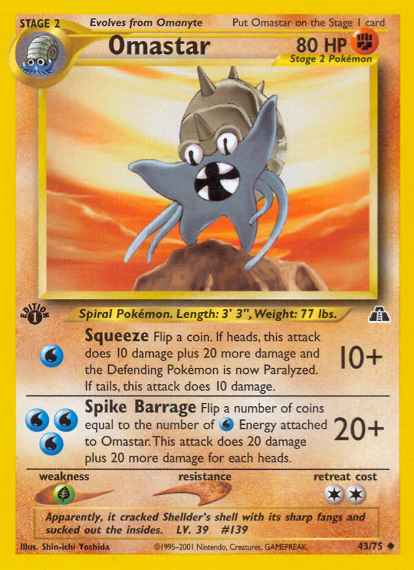 Omastar (43/75) [Neo Discovery 1st Edition] | Black Swamp Games