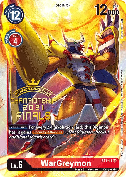 WarGreymon [ST1-11] (2021 Championship Finals Event Pack Alt-Art Gold Stamp Set) [Starter Deck: Gaia Red Promos] | Black Swamp Games