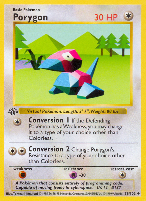 Porygon (39/102) (Shadowless) [Base Set 1st Edition] | Black Swamp Games