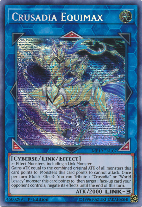 Crusadia Equimax [MP19-EN107] Prismatic Secret Rare | Black Swamp Games