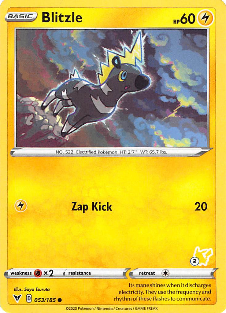 Blitzle (053/185) (Pikachu Stamp #2) [Battle Academy 2022] | Black Swamp Games