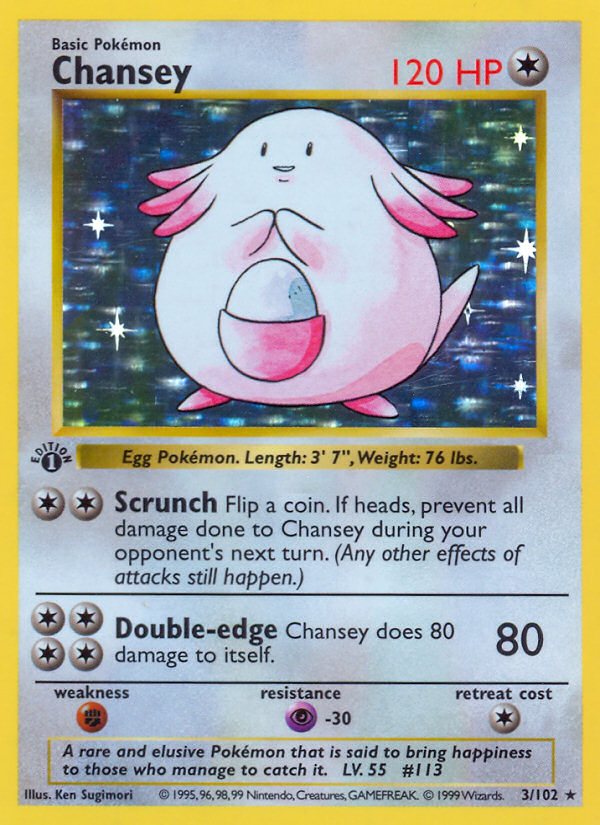 Chansey (3/102) (Shadowless) [Base Set 1st Edition] | Black Swamp Games