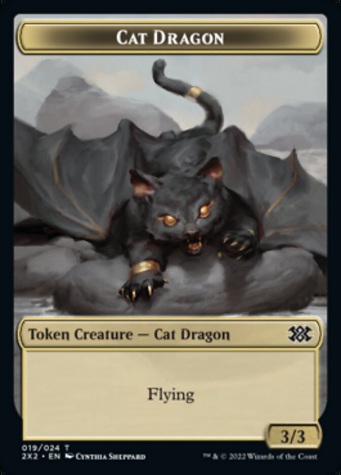 Cat Dragon // Spirit Double-sided Token [Double Masters 2022 Tokens] | Black Swamp Games