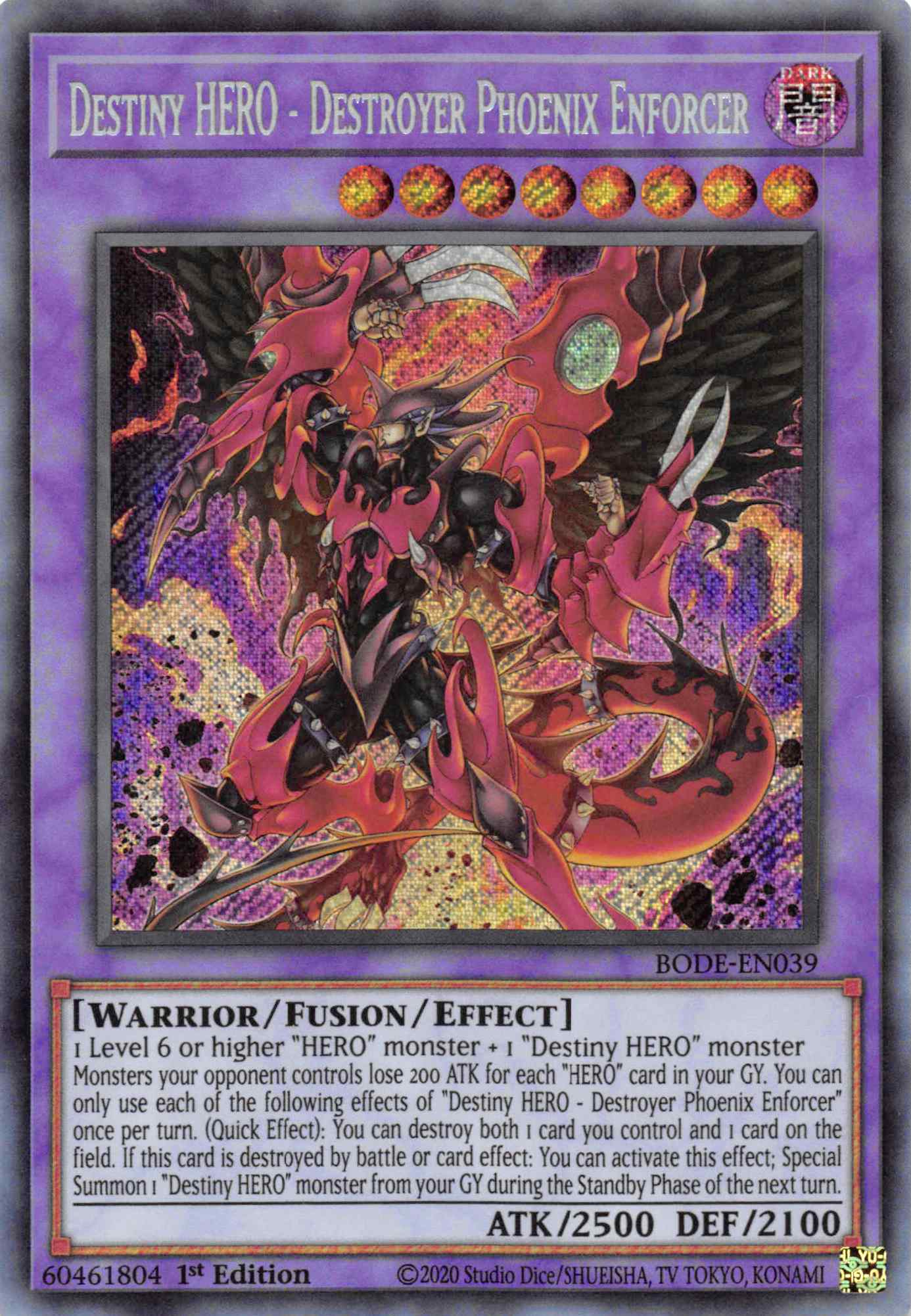 Destiny HERO - Destroyer Phoenix Enforcer [BODE-EN039] Secret Rare | Black Swamp Games