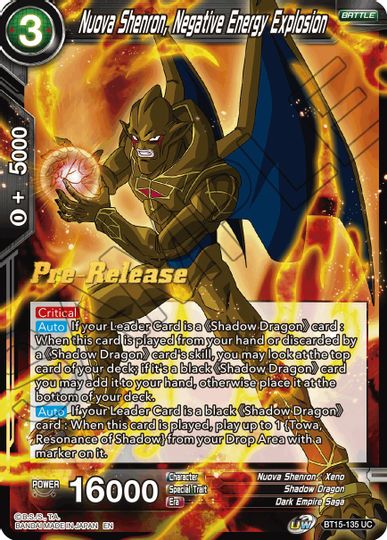 Nuova Shenron, Negative Energy Explosion (BT15-135) [Saiyan Showdown Prerelease Promos] | Black Swamp Games