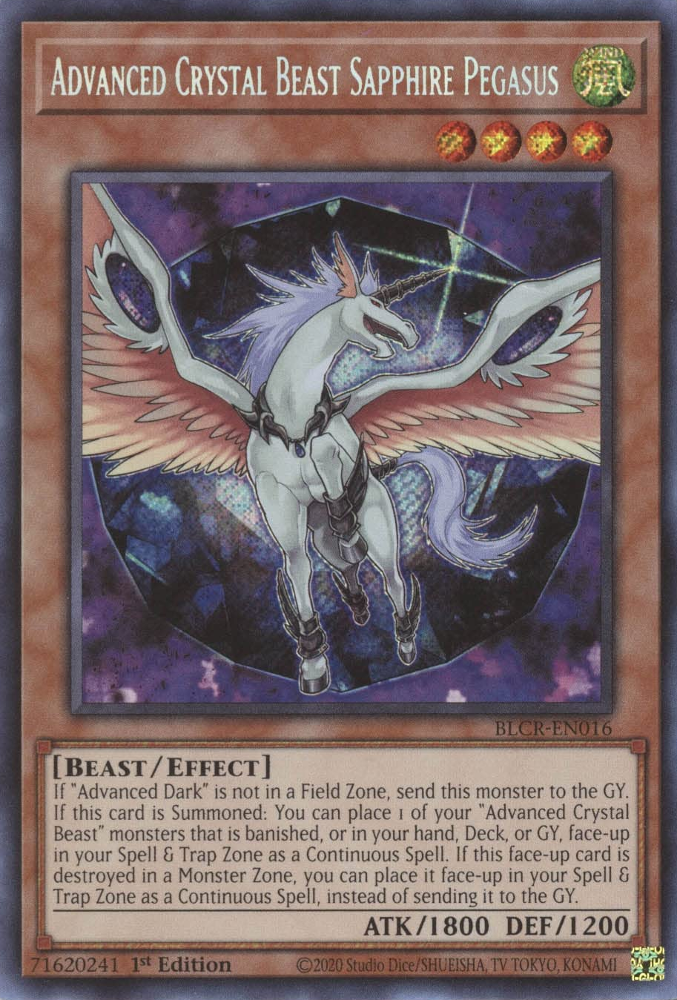 Advanced Crystal Beast Sapphire Pegasus [BLCR-EN016] Secret Rare | Black Swamp Games