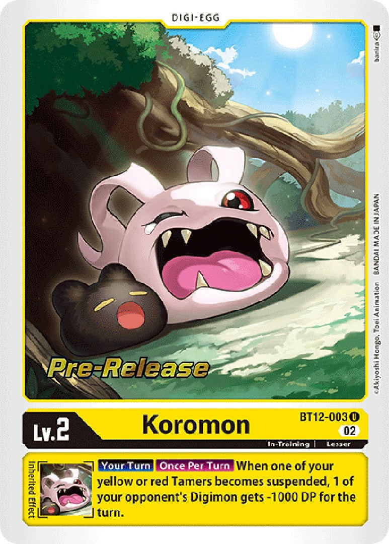 Koromon [BT12-003] [Across Time Pre-Release Cards] | Black Swamp Games